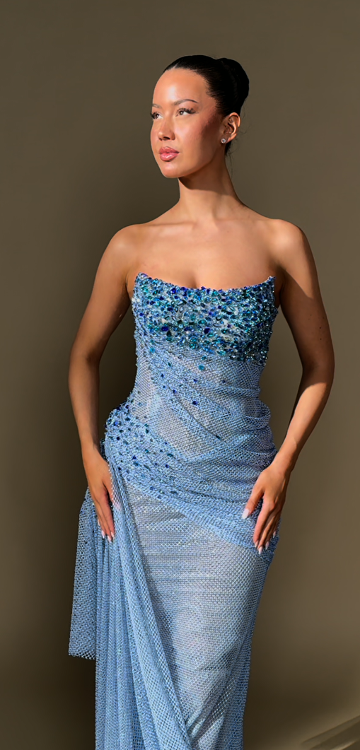 Blue Zircon - crystal dress - Robéne Couture