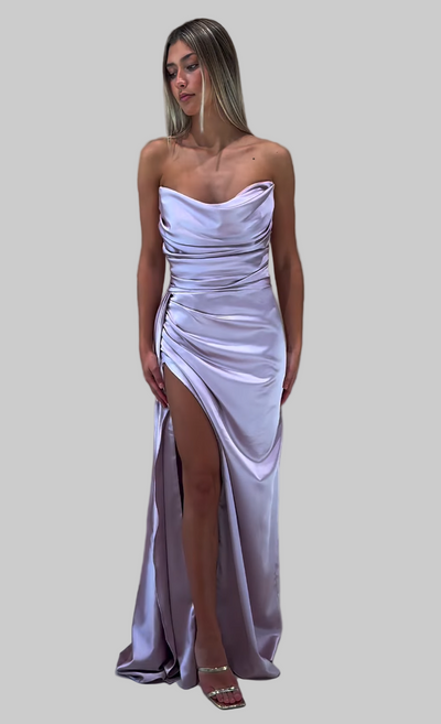 Lilac Pearl - Satin Dress – Robéne Couture