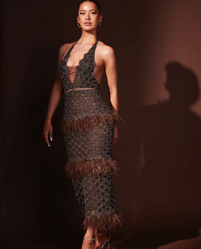 Tigers Eye - Feather Dress – Robéne Couture