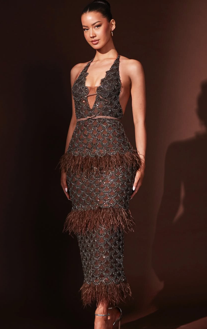 Tigers Eye - Feather Dress – Robéne Couture